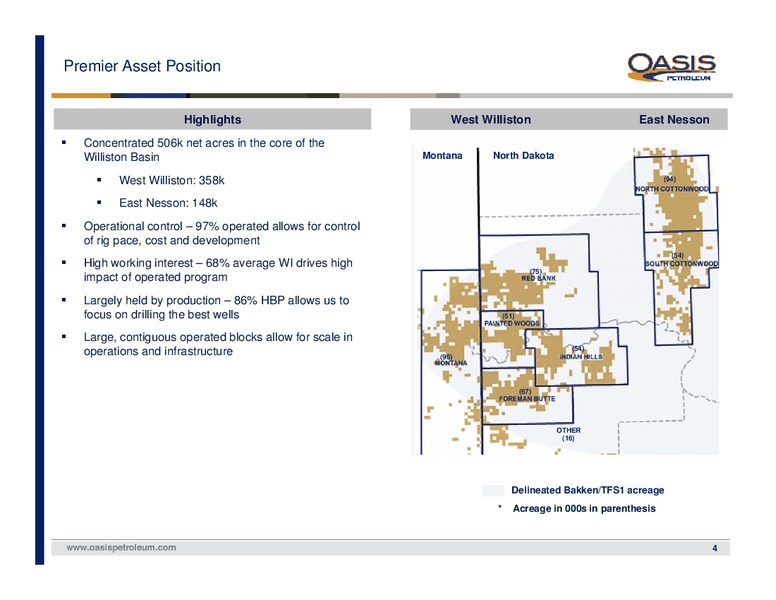 Q4 2014 EARNINGS CALL – Oasis Petroleum Inc. – slide 3