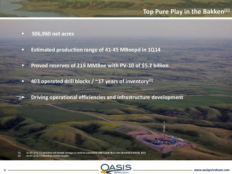 INVESTOR PRESENTATION – Oasis Petroleum Inc. – slide 2