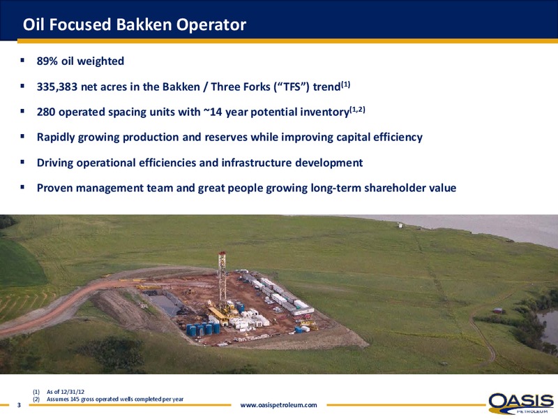 Investor Presentation – Oasis Petroleum Inc. – slide 2