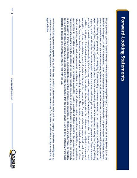 Investor Presentation – Oasis Petroleum Inc. – slide 2