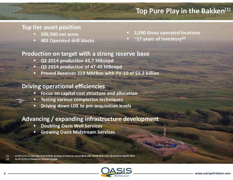 Investor Presentation – Oasis Petroleum Inc. – slide 2