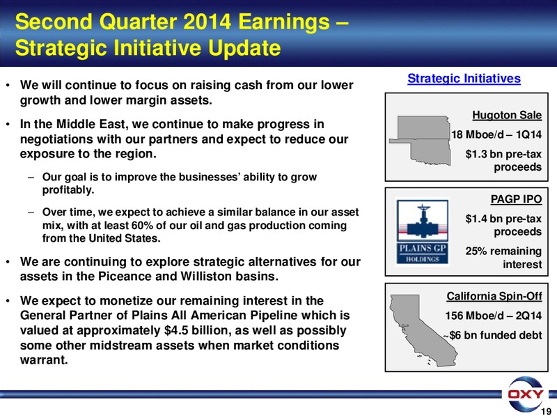 2Q 2014 EARNINGS CONFERENCE – Occidental Petroleum Corp – slide 19