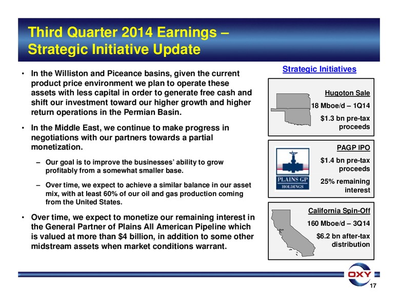 3Q 2014 EARNINGS CONFERENCE – Occidental Petroleum Corp – slide 17