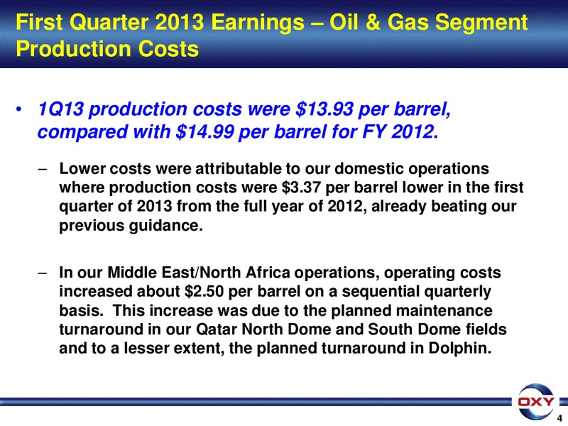 1Q 2013 Earnings Conference – Occidental Petroleum Corp – slide 4