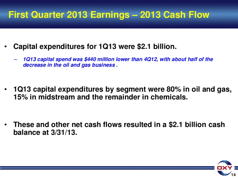 1Q 2013 Earnings Conference – Occidental Petroleum Corp – slide 14