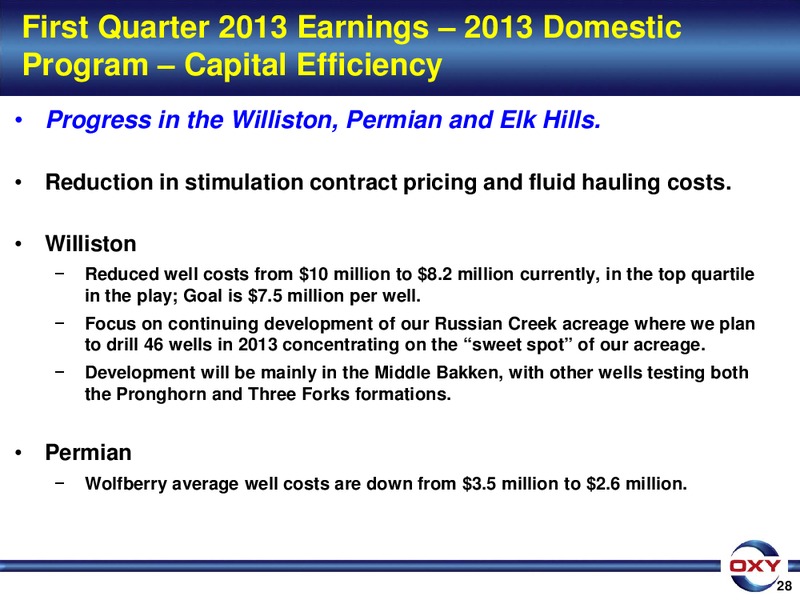 1Q 2013 Earnings Conference – Occidental Petroleum Corp – slide 28