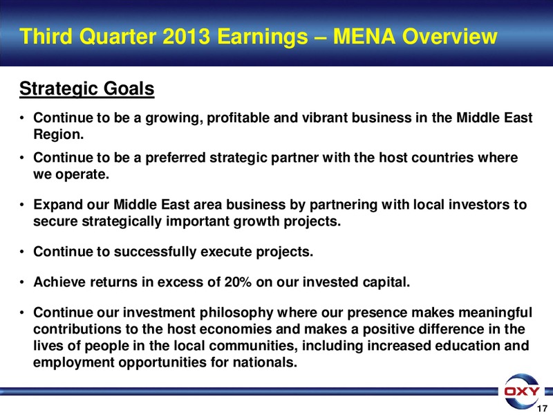 3Q 2013 Earnings Conference – Occidental Petroleum Corp – slide 17