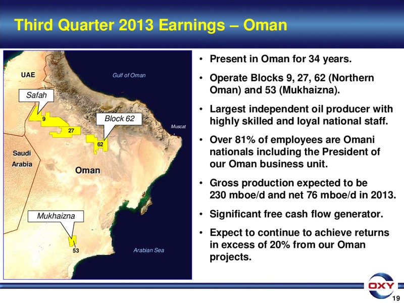 3Q 2013 Earnings Conference – Occidental Petroleum Corp – slide 19