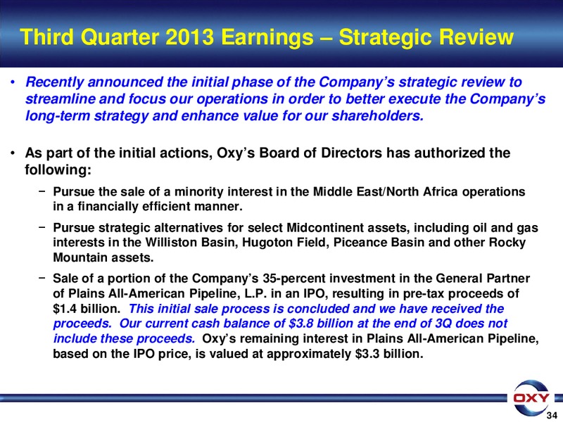 3Q 2013 Earnings Conference – Occidental Petroleum Corp – slide 34