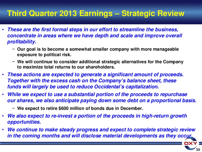 3Q 2013 Earnings Conference – Occidental Petroleum Corp – slide 35