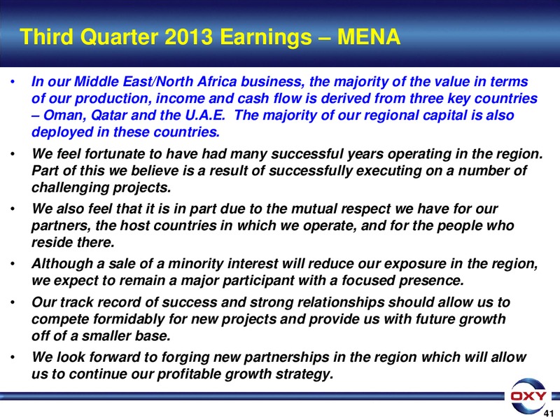 3Q 2013 Earnings Conference – Occidental Petroleum Corp – slide 41