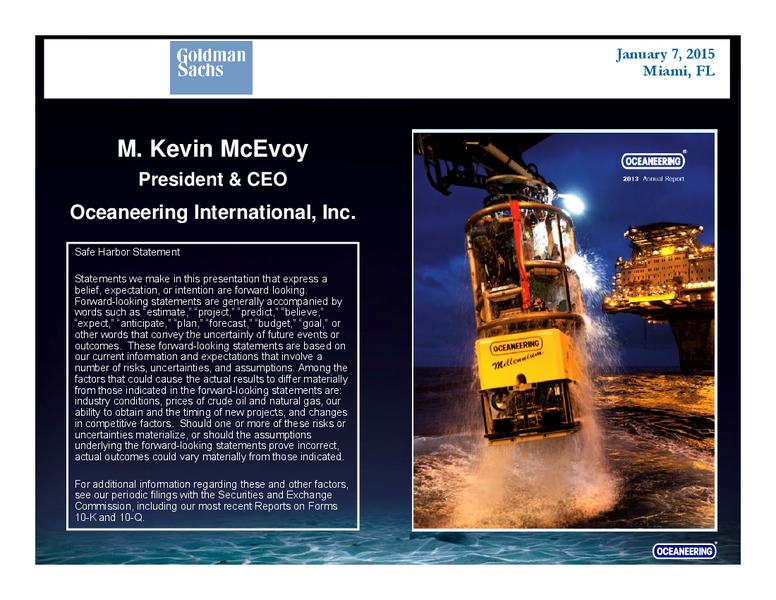 Goldman Sachs – Oceaneering International – slide 1