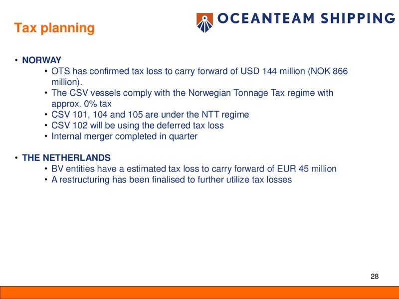 Q4 2011 EARNINGS CALL – Oceanteam Shipping Asa – slide 28