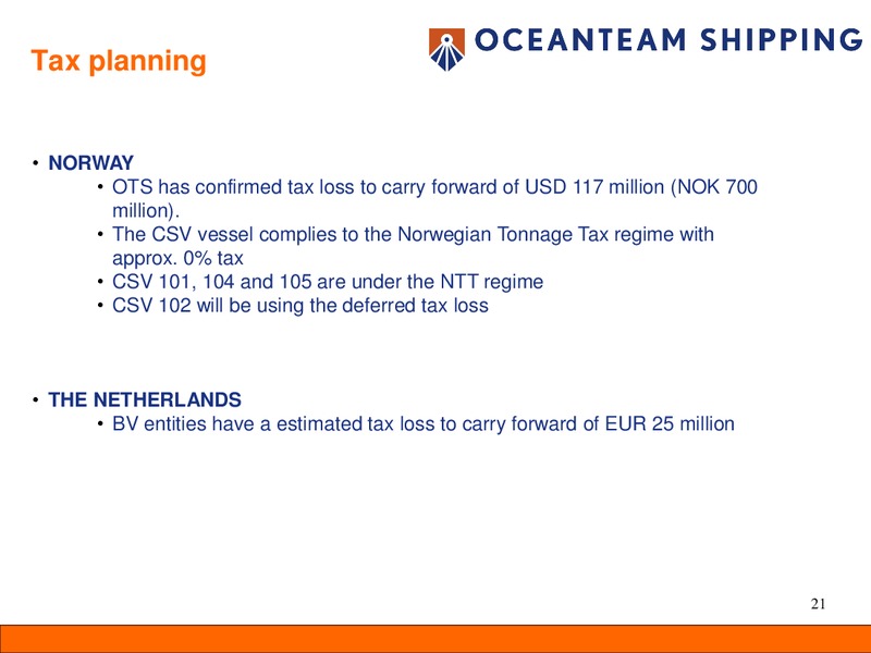 FEBRUARY 2011 CORPORATE PRESENTATION – Oceanteam Shipping Asa – slide 21
