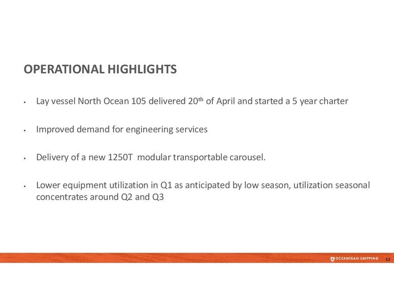 Q1 2012 EARNINGS CALL – Oceanteam Shipping Asa – slide 12