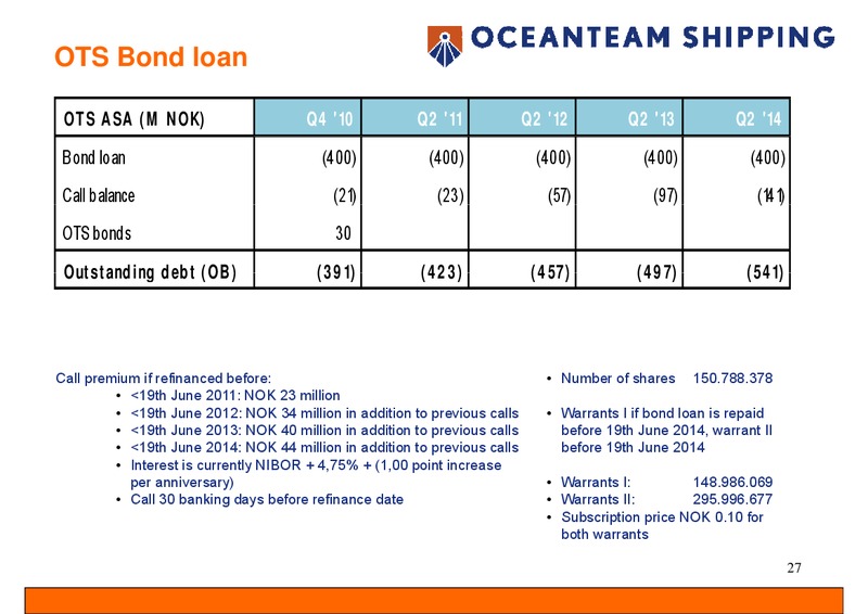 PARETO SECURITIES OIL AND OFFSHORE CONFERENCE – Oceanteam Shipping Asa – slide 27