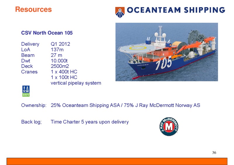 PARETO SECURITIES OIL AND OFFSHORE CONFERENCE – Oceanteam Shipping Asa – slide 36