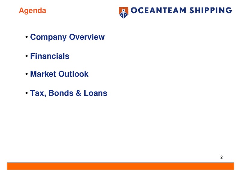 Q3 2011 EARNINGS CALL – Oceanteam Shipping Asa – slide 2
