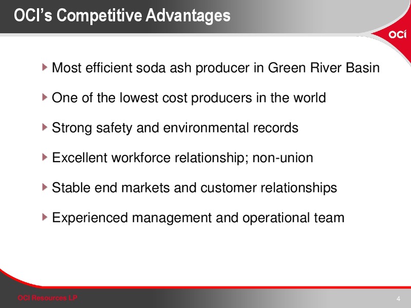 Investor Presentation – OCI RESOURCES LP – slide 4
