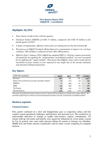 First Quarter Report 2014 – Odfjell Drilling – slide 2