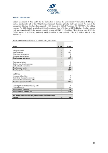 First Quarter Report 2014 – Odfjell Drilling – slide 18