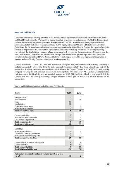 SECOND QUARTER REPORT – Odfjell Drilling – slide 18