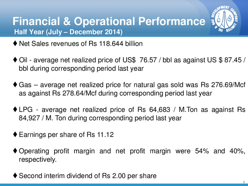 First Half Fiscal Year Results 2015 – Ogdcl – slide 4