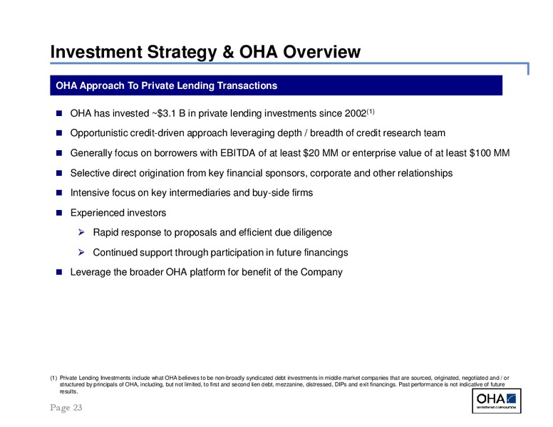 OHA INVESTMENT CORPORATION Q4 2014 EARNINGS RESULTS – Oha Investment Corporation – slide 21