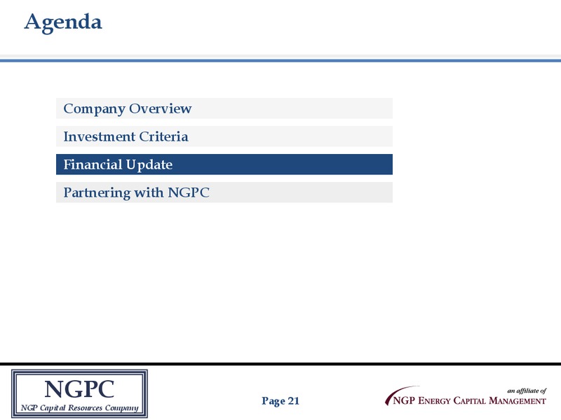INVESTOR PRESENTATION – Oha Investment Corporation – slide 20