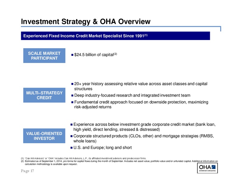 THIRD QUARTER 2014 EARNING RESULTS – Oha Investment Corporation – slide 17