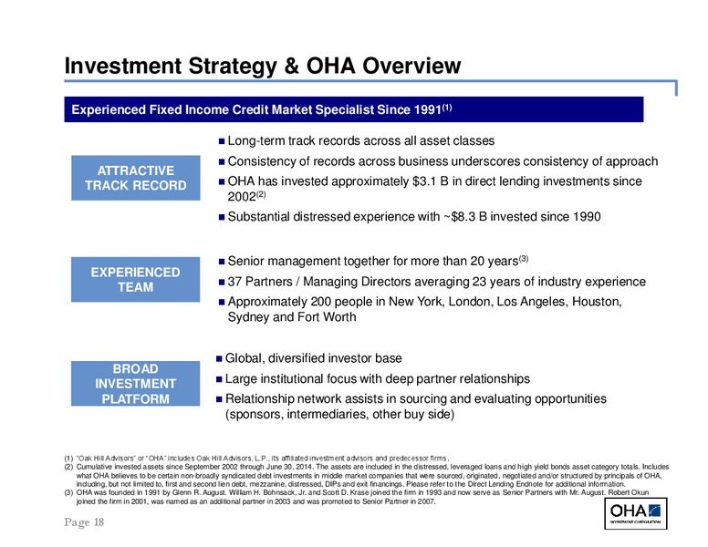 THIRD QUARTER 2014 EARNING RESULTS – Oha Investment Corporation – slide 18