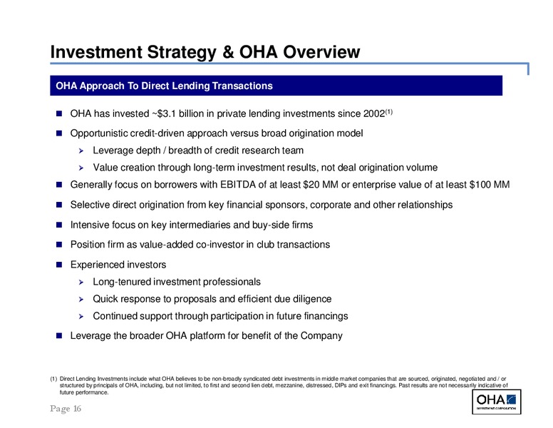 Third Quarter 2014 Earnings Results – Oha Investment Corporation – slide 16