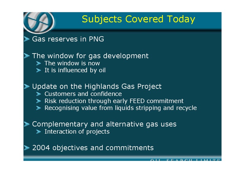 A REVIEW OF OSH GAS INITIATIVES – Oil Search Limited – slide 5
