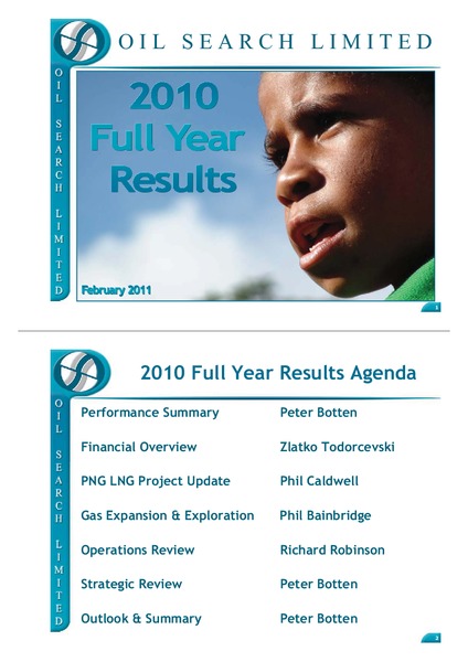 2010 FULL YEAR RESULTS – Oil Search Limited – slide 1