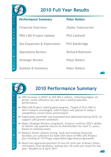 2010 FULL YEAR RESULTS – Oil Search Limited – slide 2