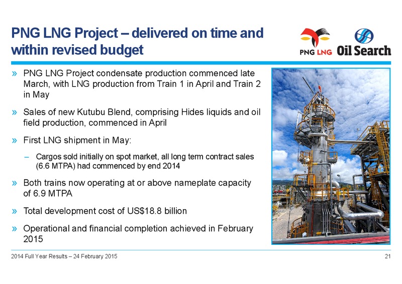 2014 FULL YEAR RESULTS – Oil Search Limited – slide 20