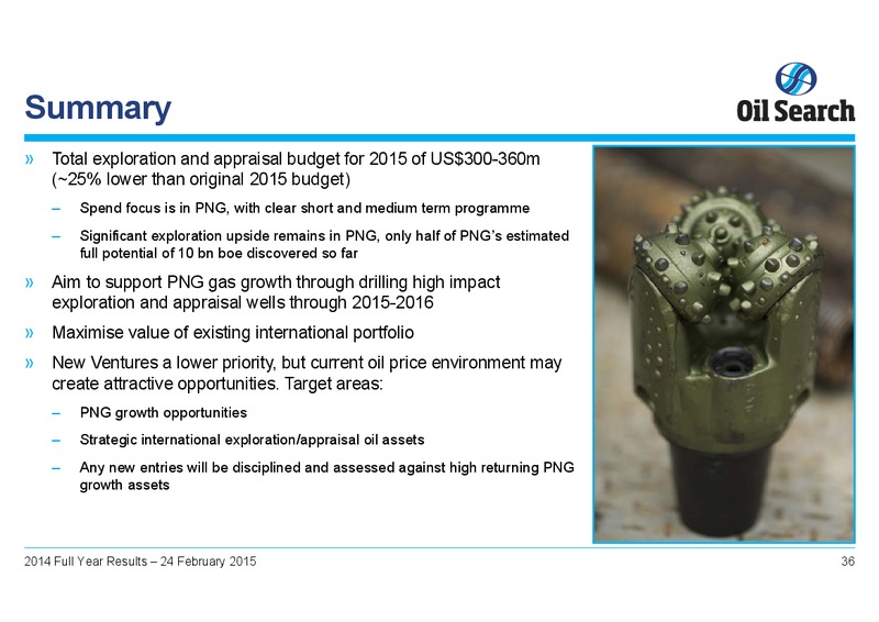 2014 FULL YEAR RESULTS – Oil Search Limited – slide 35