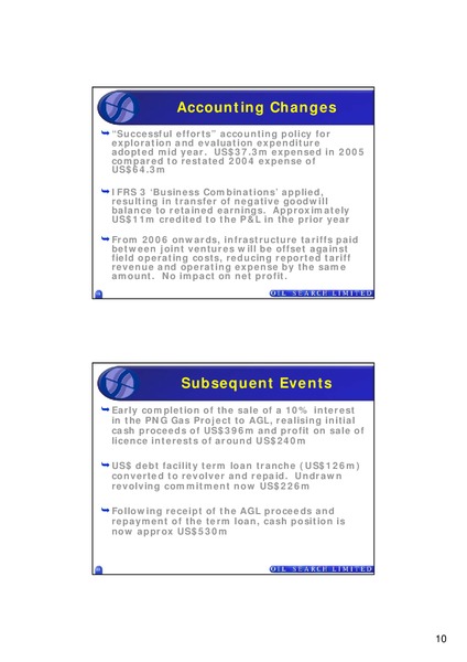 2005 FULL YEAR RESULTS – Oil Search Limited – slide 10