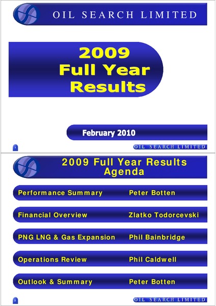 2009 FULL YEAR RESULTS – Oil Search Limited – slide 1
