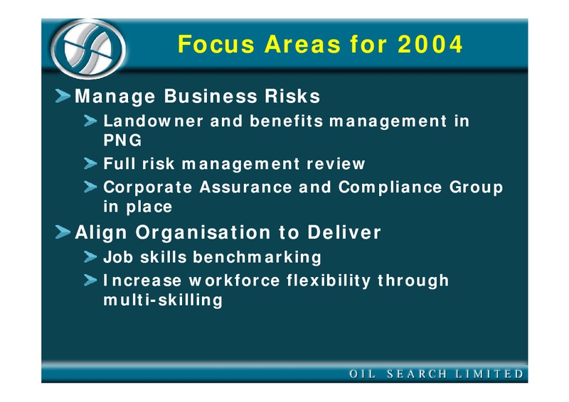 2003 FULL YEAR RESULTS – Oil Search Limited – slide 60