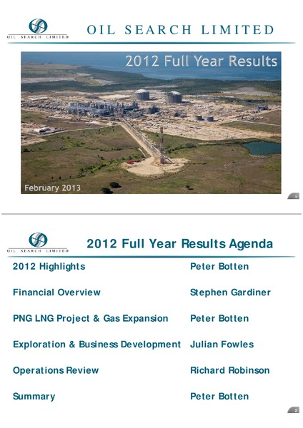 2012 FULL YEAR RESULTS – Oil Search Limited – slide 1