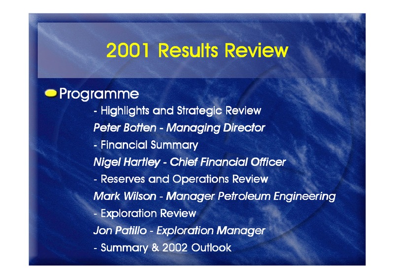2001 RESULTS – Oil Search Limited – slide 2