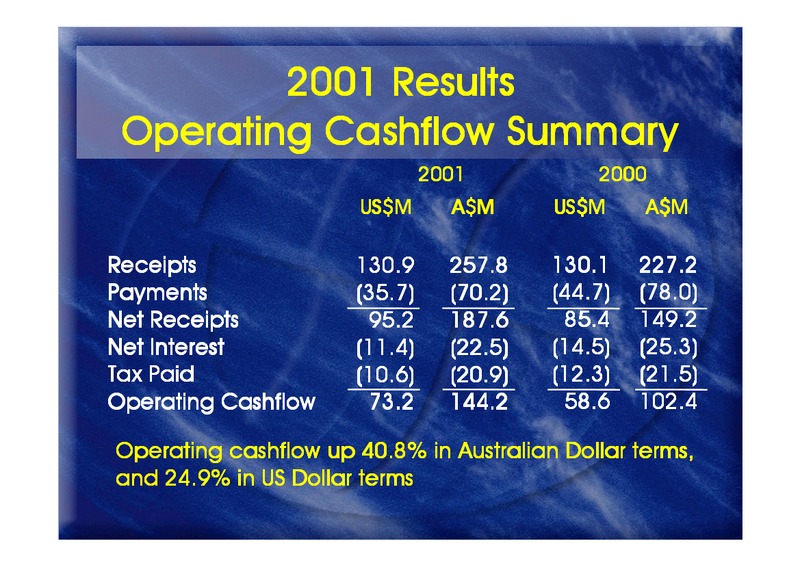 2001 RESULTS – Oil Search Limited – slide 19