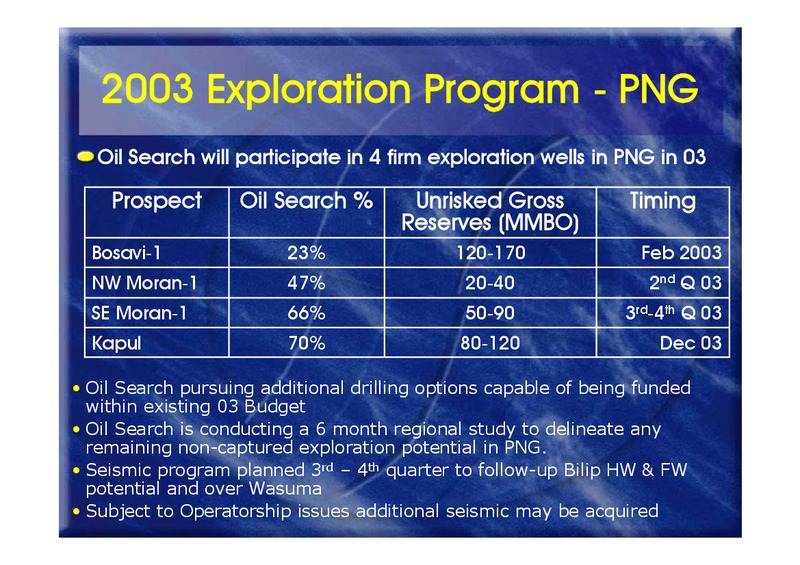 SUMMARY OF 2003 PRODUCTION & DEVELOPMENT – Oil Search Limited – slide 7