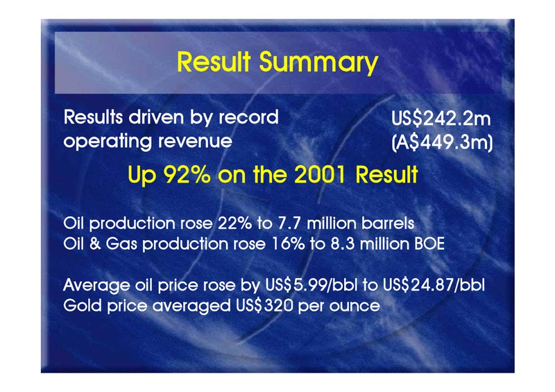 MARCH 2002 INVESTOR PRESENTATION – Oil Search Limited – slide 4