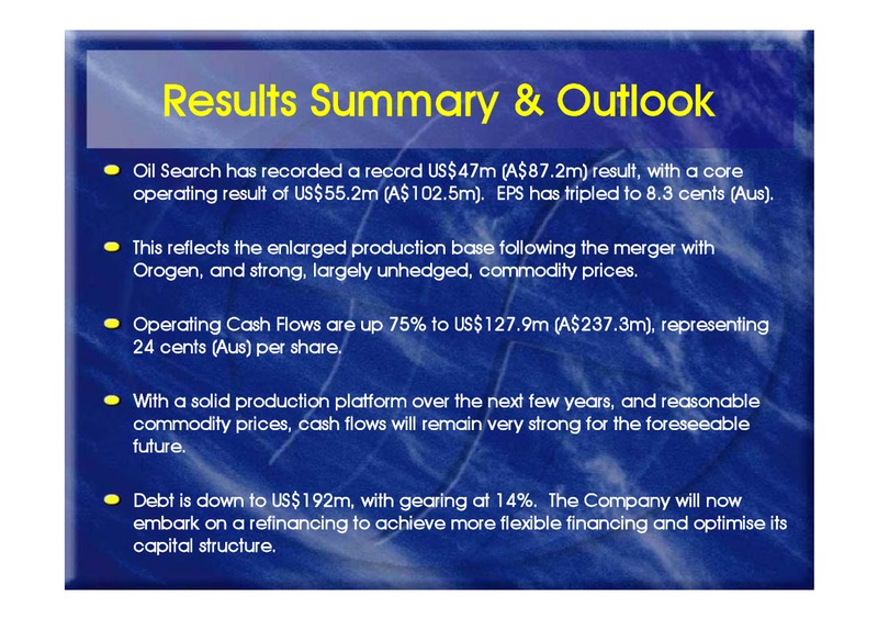 MARCH 2002 INVESTOR PRESENTATION – Oil Search Limited – slide 22