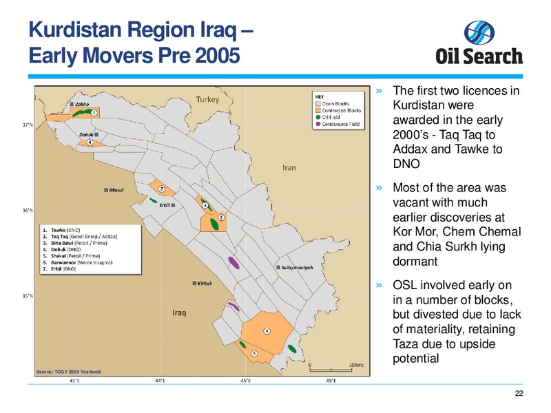 MARCH 2014 KURDISTAN REGION OVERVIEW – Oil Search Limited – slide 22