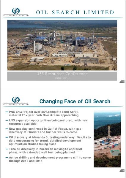 UBS RESOURCES CONFERENCE – Oil Search Limited – slide 1