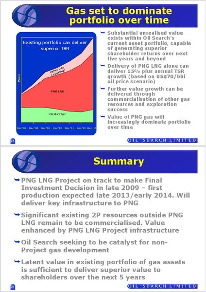 GAS COMMERCIALISATION TRANSFORMING OIL SEARCH – Oil Search Limited – slide 14