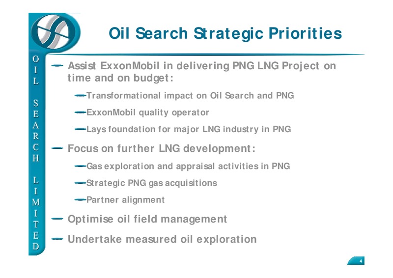 UK ROADSHOW – Oil Search Limited – slide 4